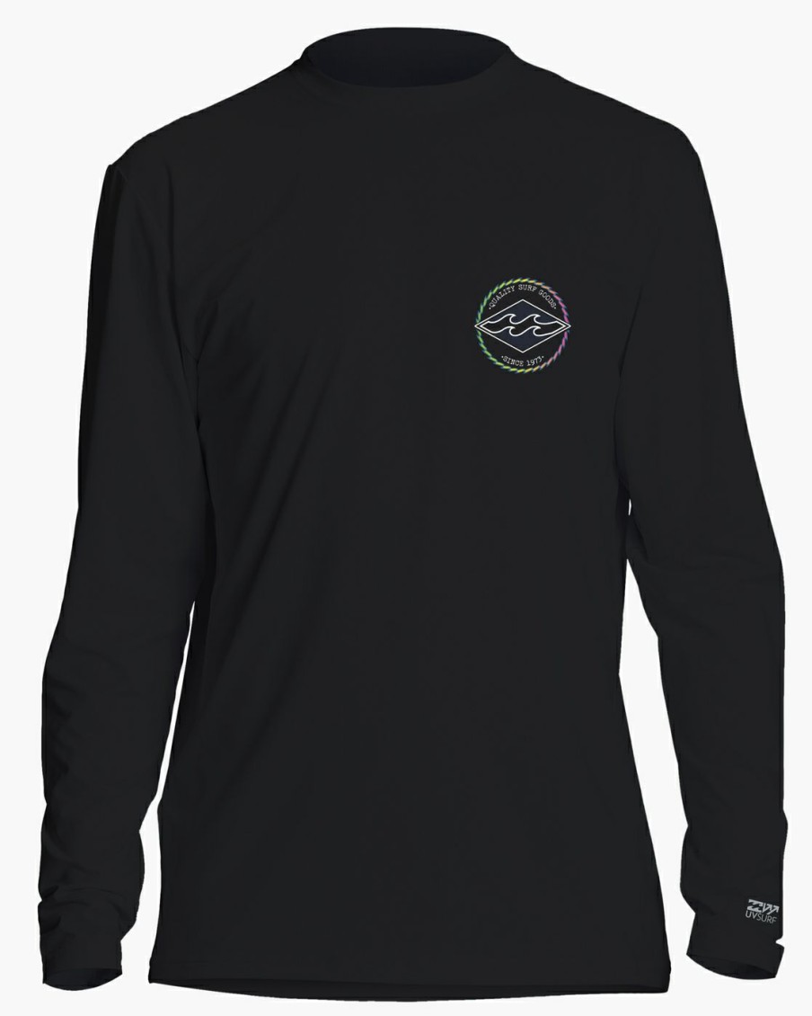 * Wetsuits | Sale Boy'S Rotor Diamond Upf 50 Long Sleeve Surf Tee Black