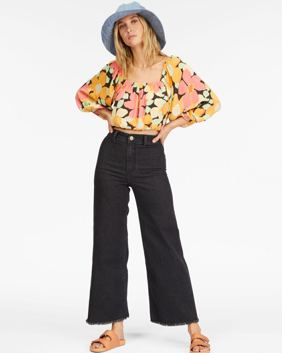 * Tops | Classical Sun City 2 Puff Sleeve Crop Top Multi