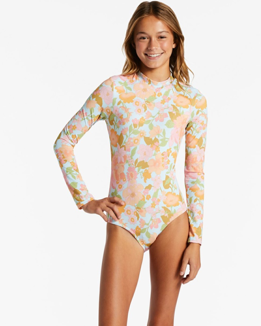 * Girls | Bargain Sale Girl'S Blown Away Long Sleeve One-Piece Rashguard Multi