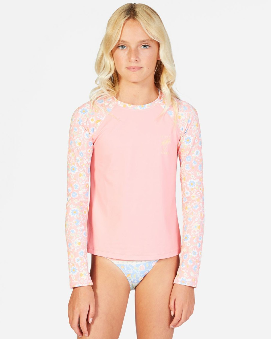 * Girls | Less Expensive Girls' Mini Mystic Long Sleeve Rashguard Coralpink