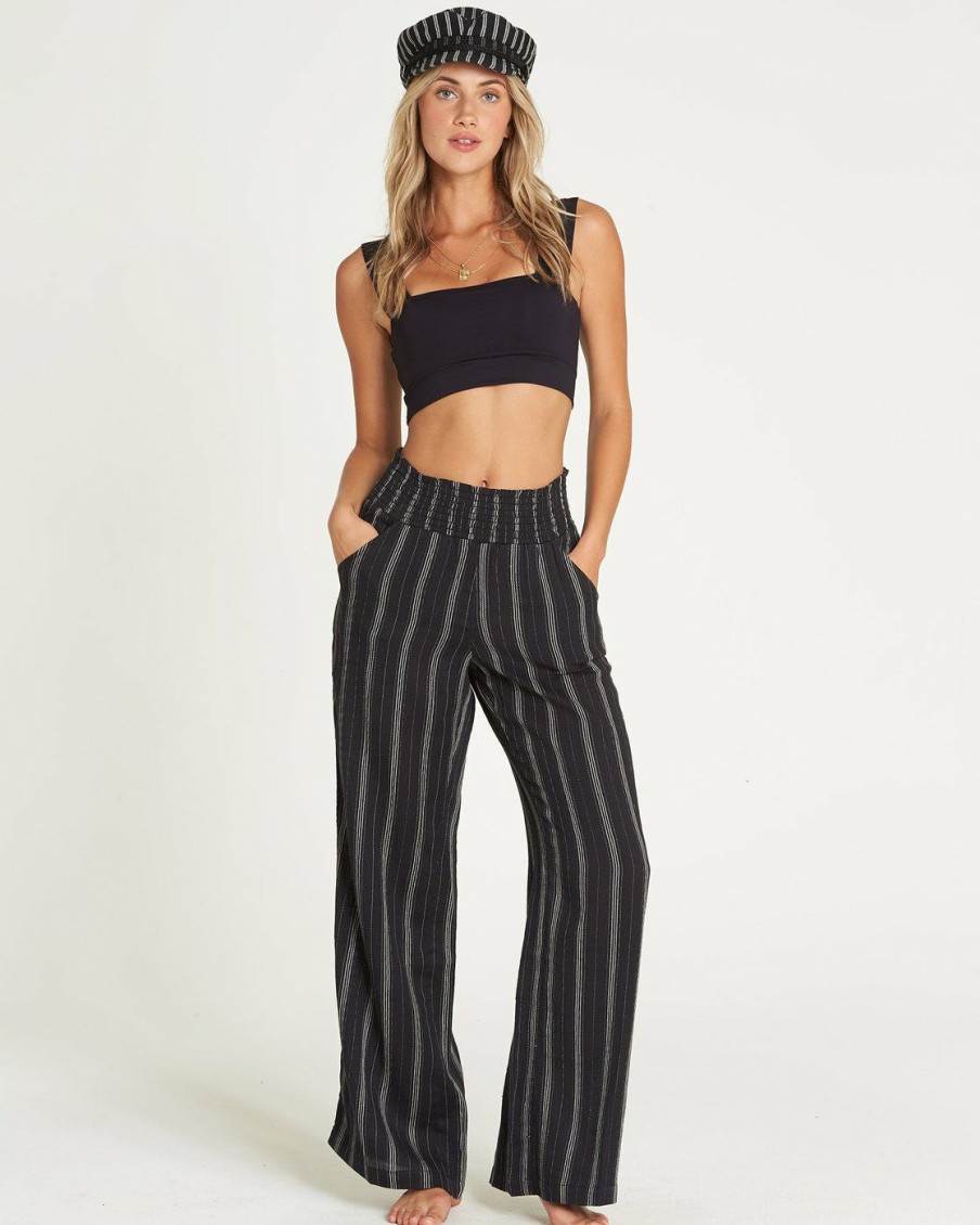 * Swim | Hot Selling New Waves Striped Beach Pants Black