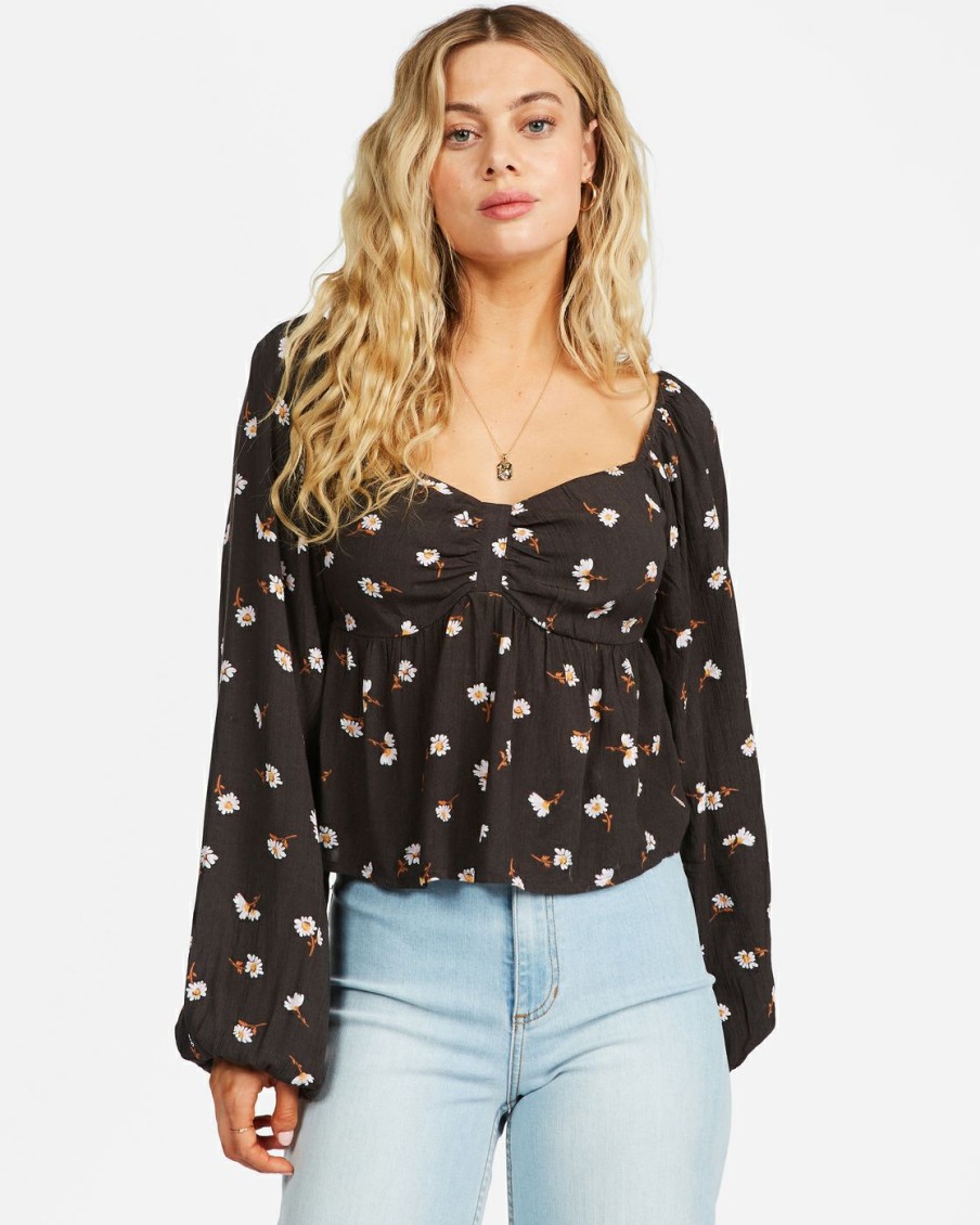 * Tops | Classical Love You More Long Sleeve Sweetheart Blouse Offblack